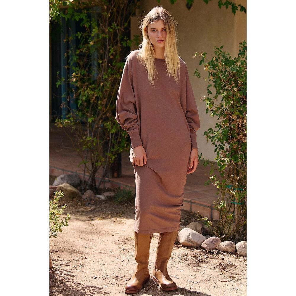 Free People Beach Lifestyle Maxi Dress XS Wine Oversized 100% Cotton NWT - Picture 3 of 8